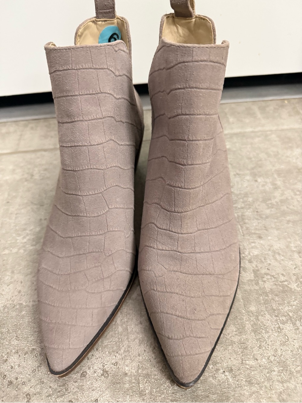 Sole Society Taupe Croc-Textured Pointed Ankle Booties - Picture 3 of 7